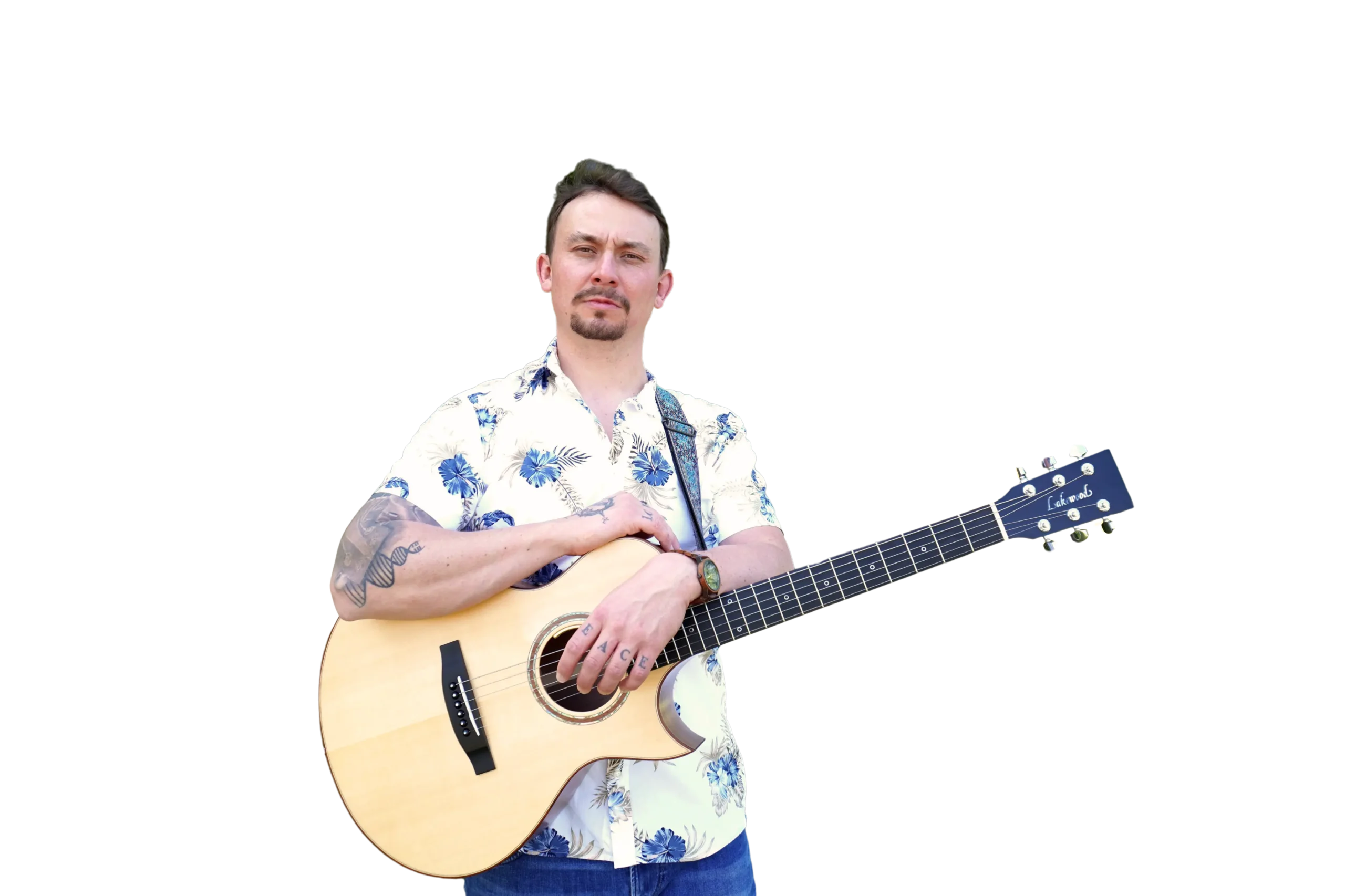 Man in white with guitar